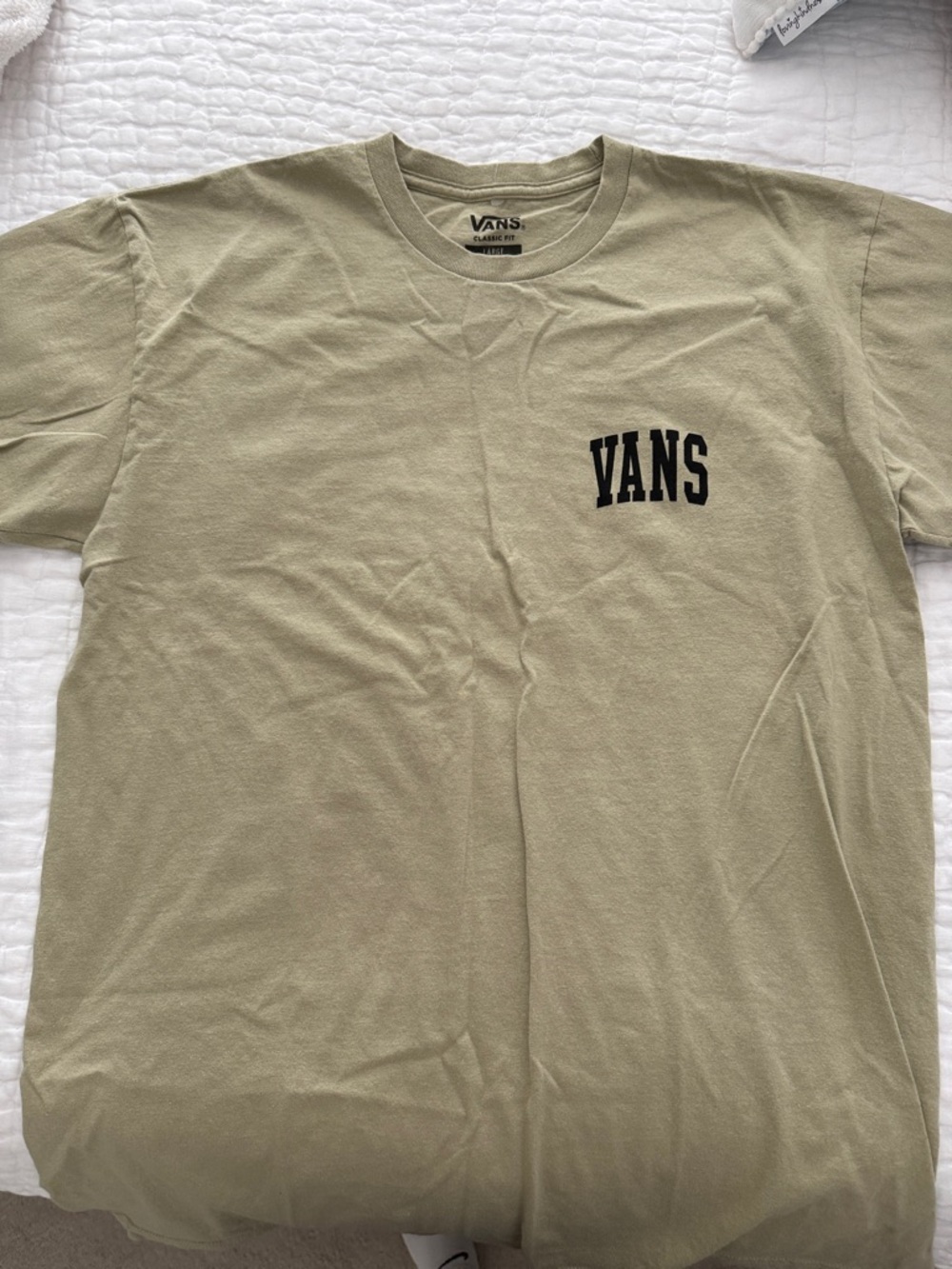 Vans Short Sleeve Sage Green Tee with Black Logo